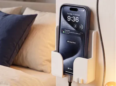 Wall-Mounted Phone Holder with Cable Manageme
