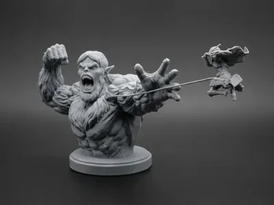 Levi vs Beast Titan Diorama